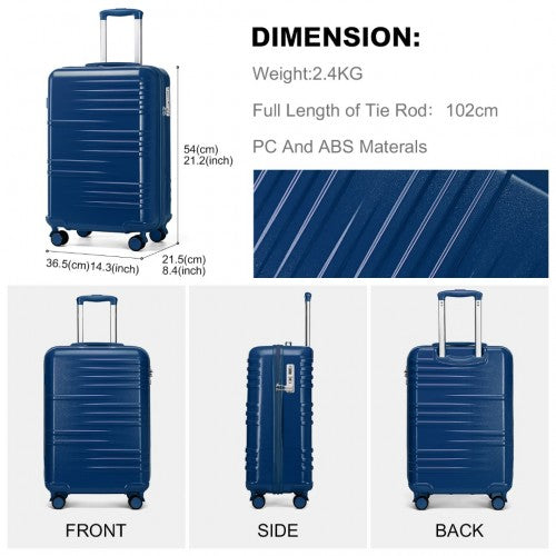 K2391L - British Traveller 20 Inch Durable Polycarbonate and ABS Hard Shell Suitcase With TSA Lock - Navy