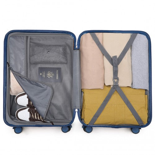 K2391L - British Traveller 24 Inch Durable Polycarbonate and ABS Hard Shell Suitcase With TSA Lock - Navy