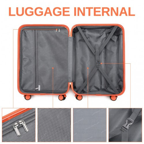 K2391L - British Traveller 20 Inch Durable Polycarbonate and ABS Hard Shell Suitcase With TSA Lock - Orange