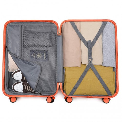 K2391L - British Traveller 20 Inch Durable Polycarbonate and ABS Hard Shell Suitcase With TSA Lock - Orange