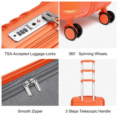 K2391L - British Traveller 20 Inch Durable Polycarbonate and ABS Hard Shell Suitcase With TSA Lock - Orange