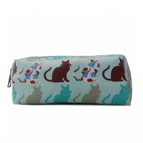 PC-CT - Miss Lulu Canvas Pencil Case Cat Blue