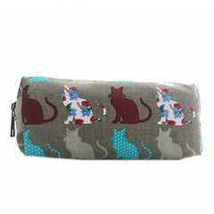 PC-CT - Miss Lulu Canvas Pencil Case Cat Grey