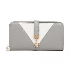 LP2216 - Miss Lulu Two Tone Women's Leather Look Clutch Purse - Grey