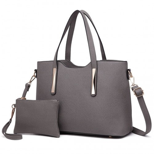 S1719 - Miss Lulu Pu Leather Handbag & Purse - Grey