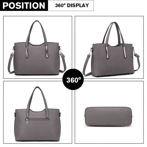 S1719 - Miss Lulu Pu Leather Handbag & Purse - Grey