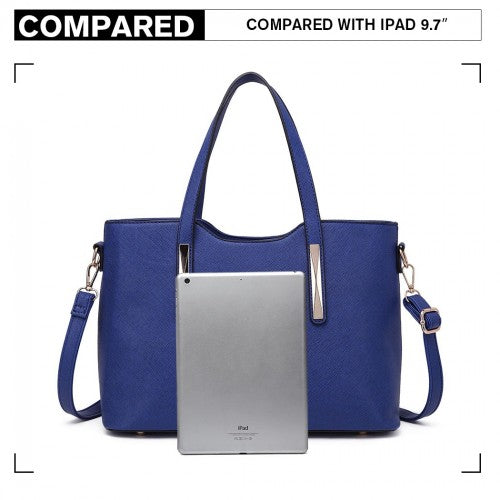 S1719 - Miss Lulu Pu Leather Handbag & Purse - Navy