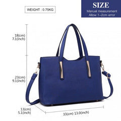 S1719 - Miss Lulu Pu Leather Handbag & Purse - Navy