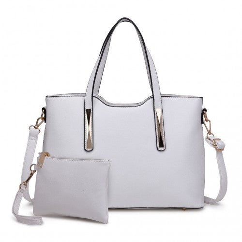 S1719 - Miss Lulu Pu Leather Handbag & Purse - White