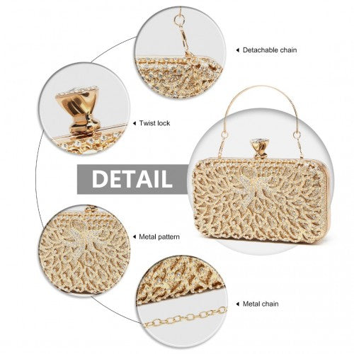 S2227 - Miss Lulu Sparkling Classical Women Clutch Purse Evening Bag - Gold