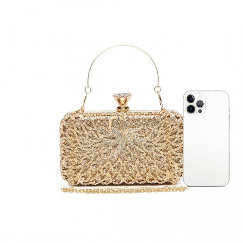 S2227 - Miss Lulu Sparkling Classical Women Clutch Purse Evening Bag - Gold