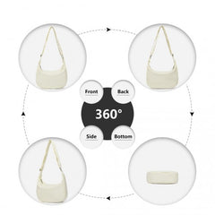 S2314 - Water-resistant Portable Crescent Shoulder Cross Body Bag - Beige