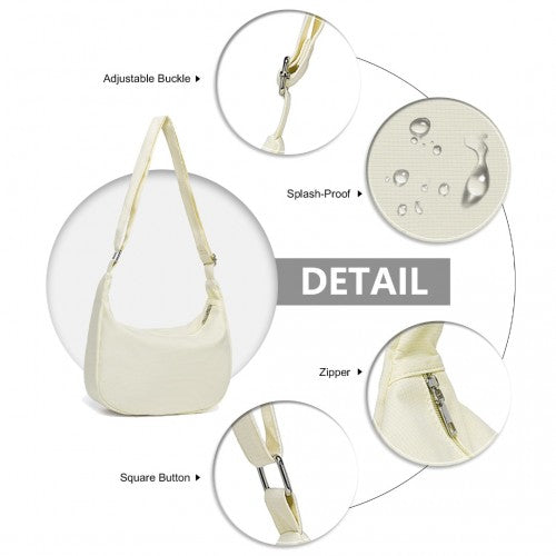 S2314 - Water-resistant Portable Crescent Shoulder Cross Body Bag - Beige