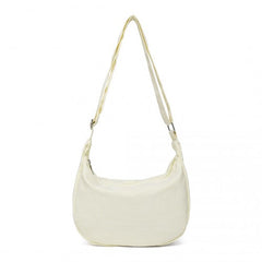 S2314 - Water-resistant Portable Crescent Shoulder Cross Body Bag - Beige