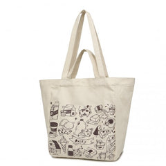 S2316 - Durable Canvas Shopping Shoulder Bag - Beige