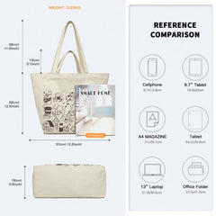 S2316 - Durable Canvas Shopping Shoulder Bag - Beige