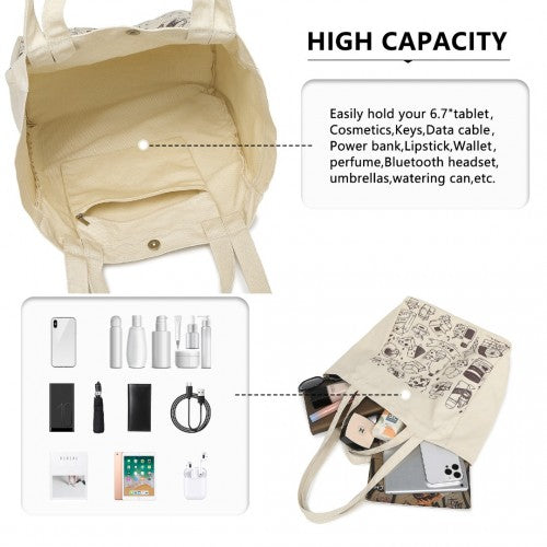 S2316 - Durable Canvas Shopping Shoulder Bag - Beige