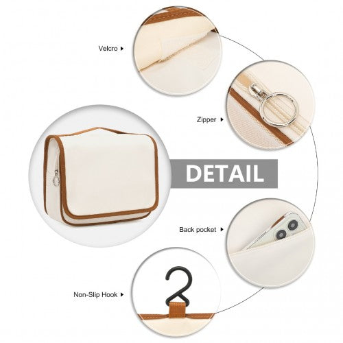 S2342 - Classic Hanging Multi-Pocket Waterproof Travel Makeup Bag - Beige And Brown