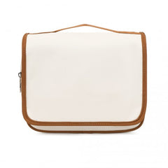 S2342 - Classic Hanging Multi-Pocket Waterproof Travel Makeup Bag - Beige And Brown