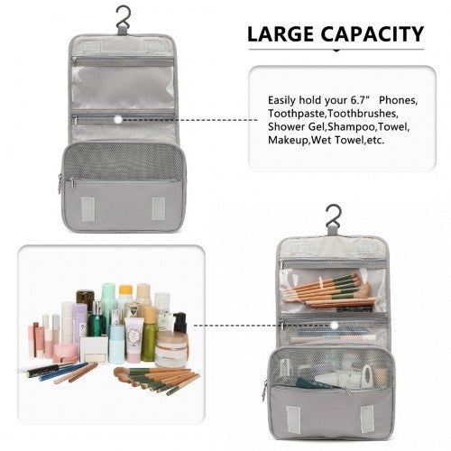 S2342 - Classic Hanging Multi-Pocket Waterproof Travel Makeup Bag - Grey