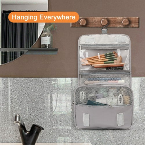 S2342 - Classic Hanging Multi-Pocket Waterproof Travel Makeup Bag - Grey