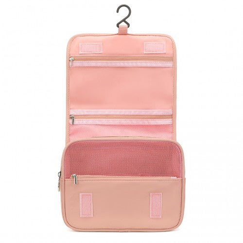 S2342 - Classic Hanging Multi-Pocket Waterproof Travel Makeup Bag - Nude