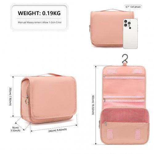 S2342 - Classic Hanging Multi-Pocket Waterproof Travel Makeup Bag - Nude