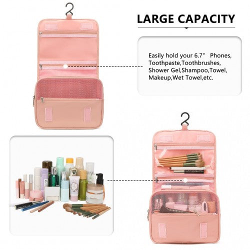 S2342 - Classic Hanging Multi-Pocket Waterproof Travel Makeup Bag - Nude