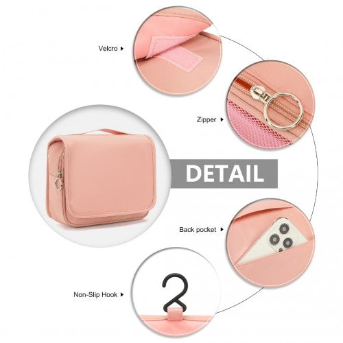 S2342 - Classic Hanging Multi-Pocket Waterproof Travel Makeup Bag - Nude