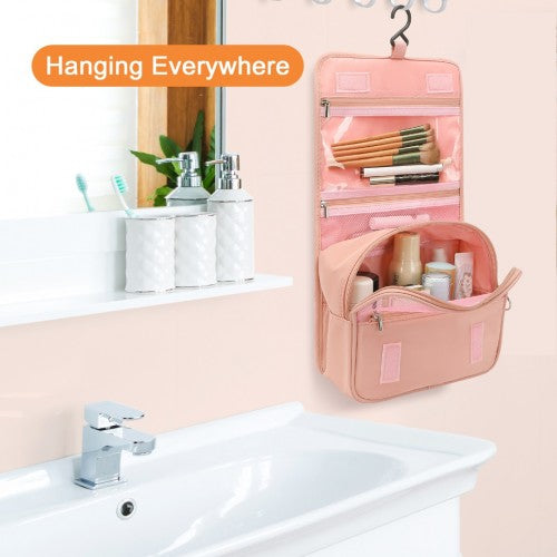 S2342 - Classic Hanging Multi-Pocket Waterproof Travel Makeup Bag - Nude