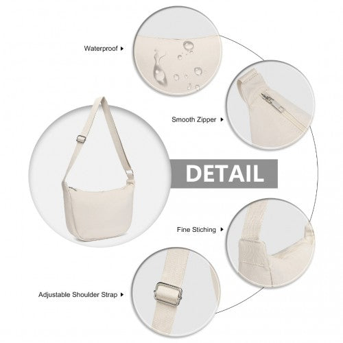 S2415 - Portable Water-resistant Nylon Crossbody Bag With Comfortable Cotton Strap - Beige