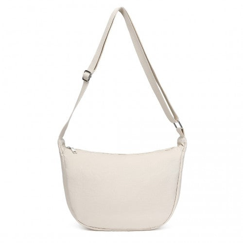 S2415 - Portable Water-resistant Nylon Crossbody Bag With Comfortable Cotton Strap - Beige