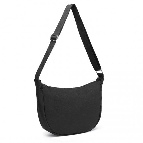 S2415 - Portable Water-resistant Nylon Crossbody Bag With Comfortable Cotton Strap - Black