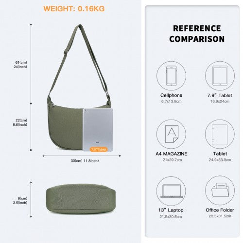 S2415 - Portable Water-resistant Nylon Crossbody Bag With Comfortable Cotton Strap - Green