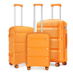 K2092L - Kono Bright Hard Shell PP Suitcase 3 Pieces Set - Classic Collection - Orange