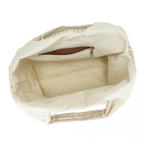 SRM2435 - Miss Lulu Reversible Corduroy Shoulder Bag with Spacious Interior - Beige