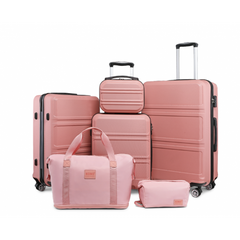 K1871-1L - Kono ABS Sculpted Horizontal Design 4 Pcs Suitcase Set With Vanity Case - Nude