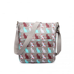 LC1644CT - Miss Lulu Regular Matte Oilcloth Square Bag Cat Grey