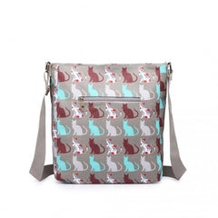 LC1644CT - Miss Lulu Regular Matte Oilcloth Square Bag Cat Grey