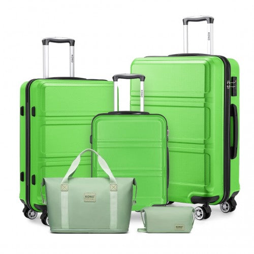 K1871-1L+EA2212 - Kono ABS 20/24/28 Inch Sculpted Horizontal Design 2 Piece Suitcase Set With Cabin Bag - Apple Green