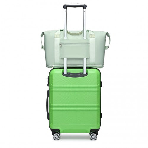 K1871-1L+EA2212 - Kono ABS 20/24/28 Inch Sculpted Horizontal Design 2 Piece Suitcase Set With Cabin Bag - Apple Green