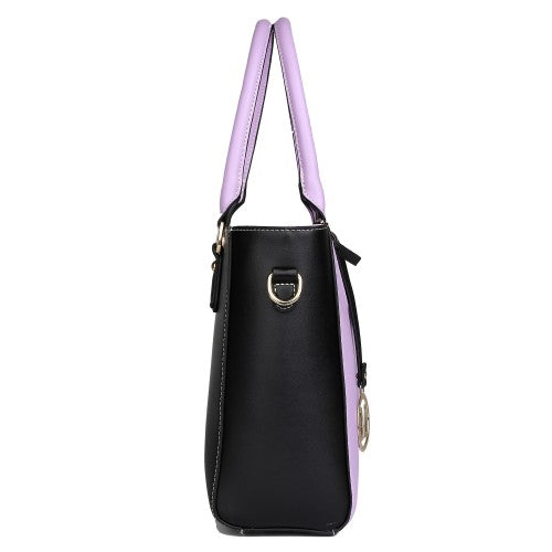 LG1641 - Miss Lulu Leather Look V-Shape Shoulder Handbag - Purple