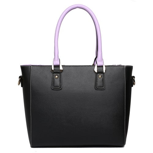 LG1641 - Miss Lulu Leather Look V-Shape Shoulder Handbag - Purple