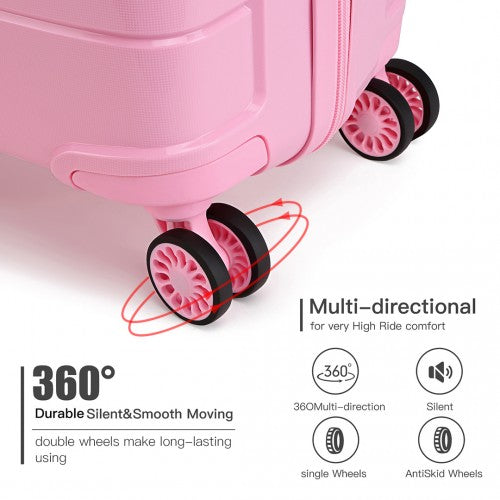 K1997L - KONO 20-24-28” HARD SHELL PP SUITCASE SET - PINK