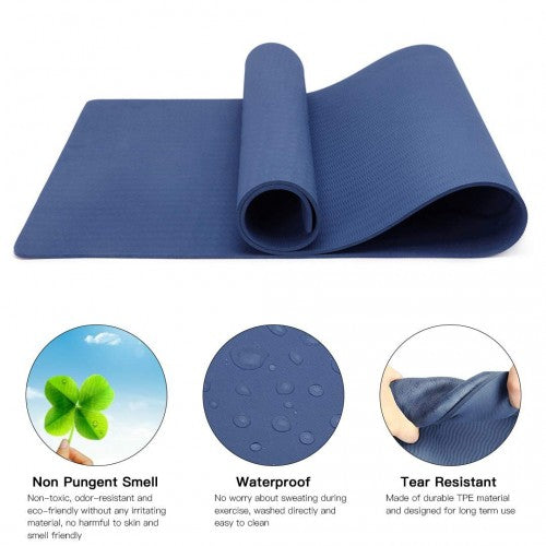 Yoga-1 - Kono TPE Non-slip Classic Yoga Mat - Navy