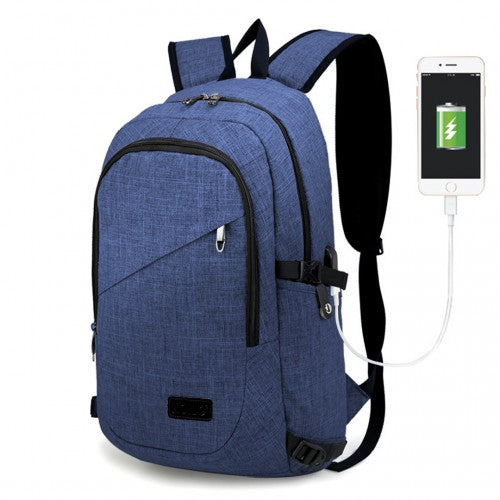 E6715 - Kono Business Laptop Backpack with USB Charging Port - Navy Blue